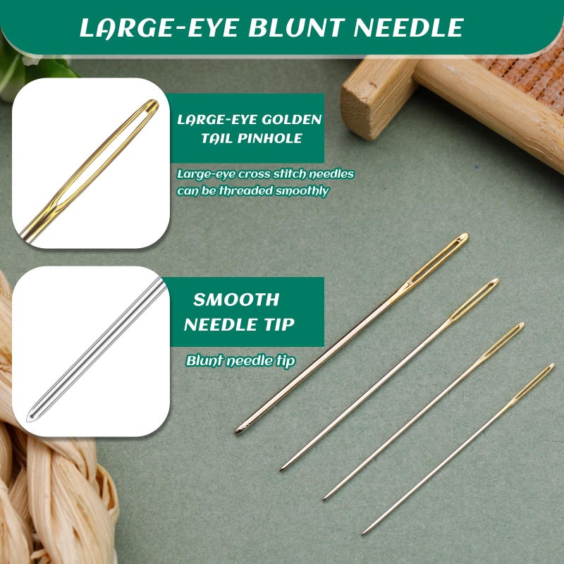 Fteven 30PCS Cross Stitch Needles, Size 28 Stainless Steel Embroidery Needles, Large Eye Hand Sewing Needles Blunt Golden Color with Box for Hand Sewing, Cross Stitching - Image 3