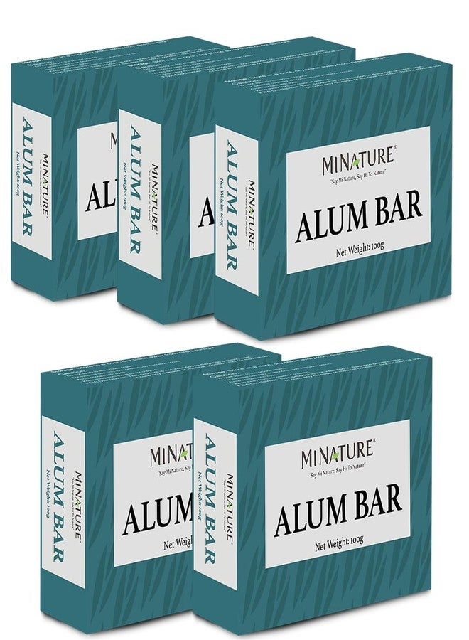 minature Mi Nature Pure Alum Bar Pack of 5(100g*5) |Natural Phitkari Block |Potassium Alum Stone |Shaving Bar |Skin Astringent |Water Clarifier |Odor Control - Image 1