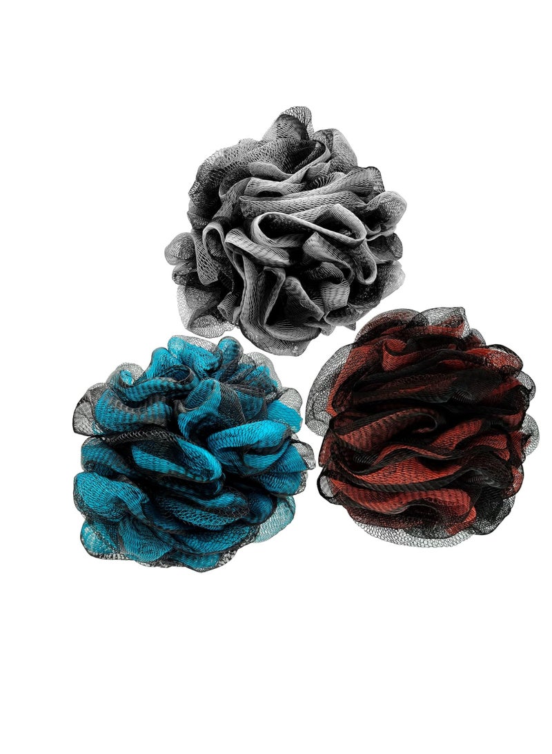 Scartink Loofah Bath Shower Sponge Body Scrubber,75g XL Exfoliate Mesh Pouf Shower Bouquet,3 Pack Body Wash for Women and Men - Image 1