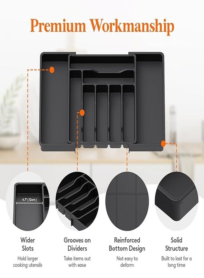 Stavae Cutlery tray kitchen Tool Drawer Organizer Expandable adjustable box for Home, BPA Flatware and flexible Cutlery Holder storage box 8 compartment modern style - Image 4