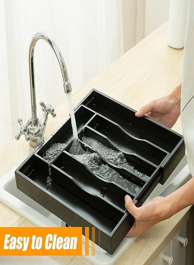 Stavae Cutlery tray kitchen Tool Drawer Organizer Expandable adjustable box for Home, BPA Flatware and flexible Cutlery Holder storage box 8 compartment modern style - Image 3