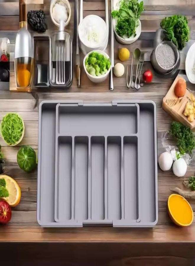 Stavae Cutlery tray kitchen Tool Drawer Organizer Expandable adjustable box for Home, BPA Flatware and flexible Cutlery Holder storage box 8 compartment modern style - Image 1