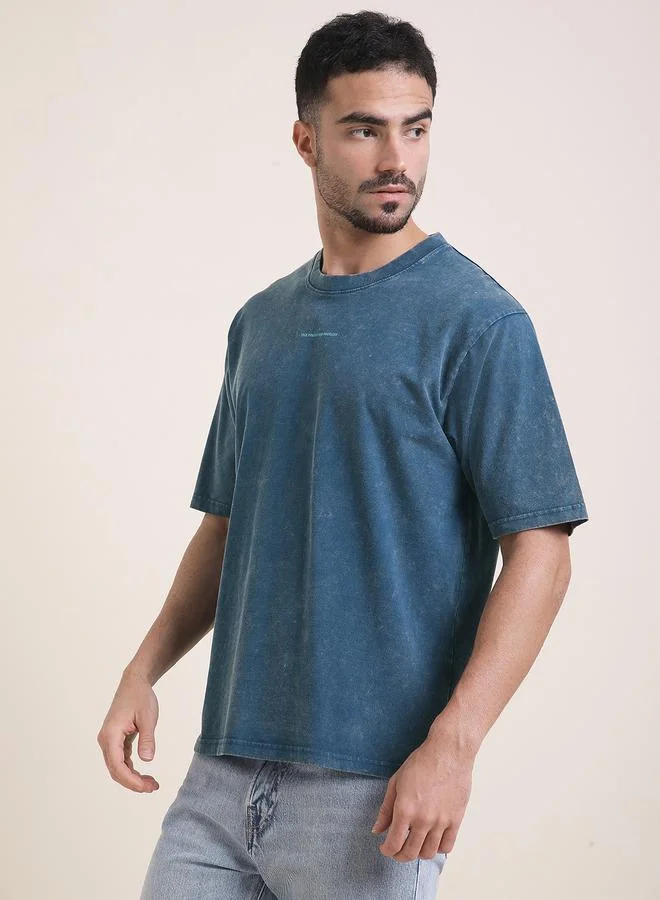 ديفيرينس أوف أوبينيون تيشيرت مطبع بقصة واسعة وغسيل حمضي للرجال