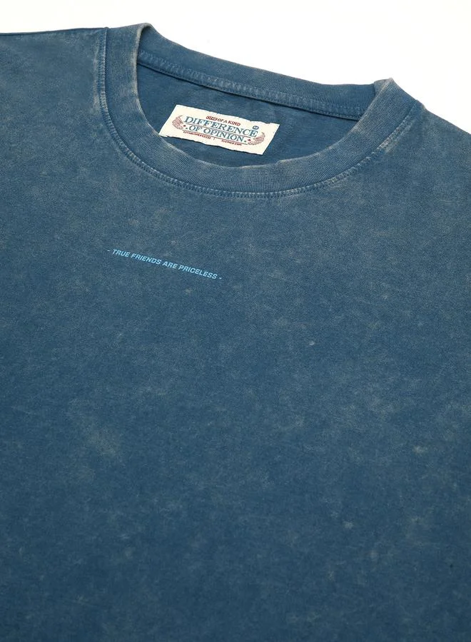 Difference of Opinion Men Oversized Acid Wash Printed T-Shirt
