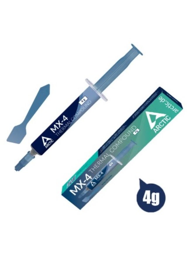 Arctic معجون حراري MX-4 (يشمل ملعقة، 4 جرام) لوحدة المعالجة المركزية، وحدة معالجة الرسوميات - الكمبيوتر، PS4، XBOX، معاجين حرارية قائمة على السيليكون، مركب حراري عالي التوصيل الحراري، متانة طويلة، تطبيق آمن، غير موصل. - Image 1