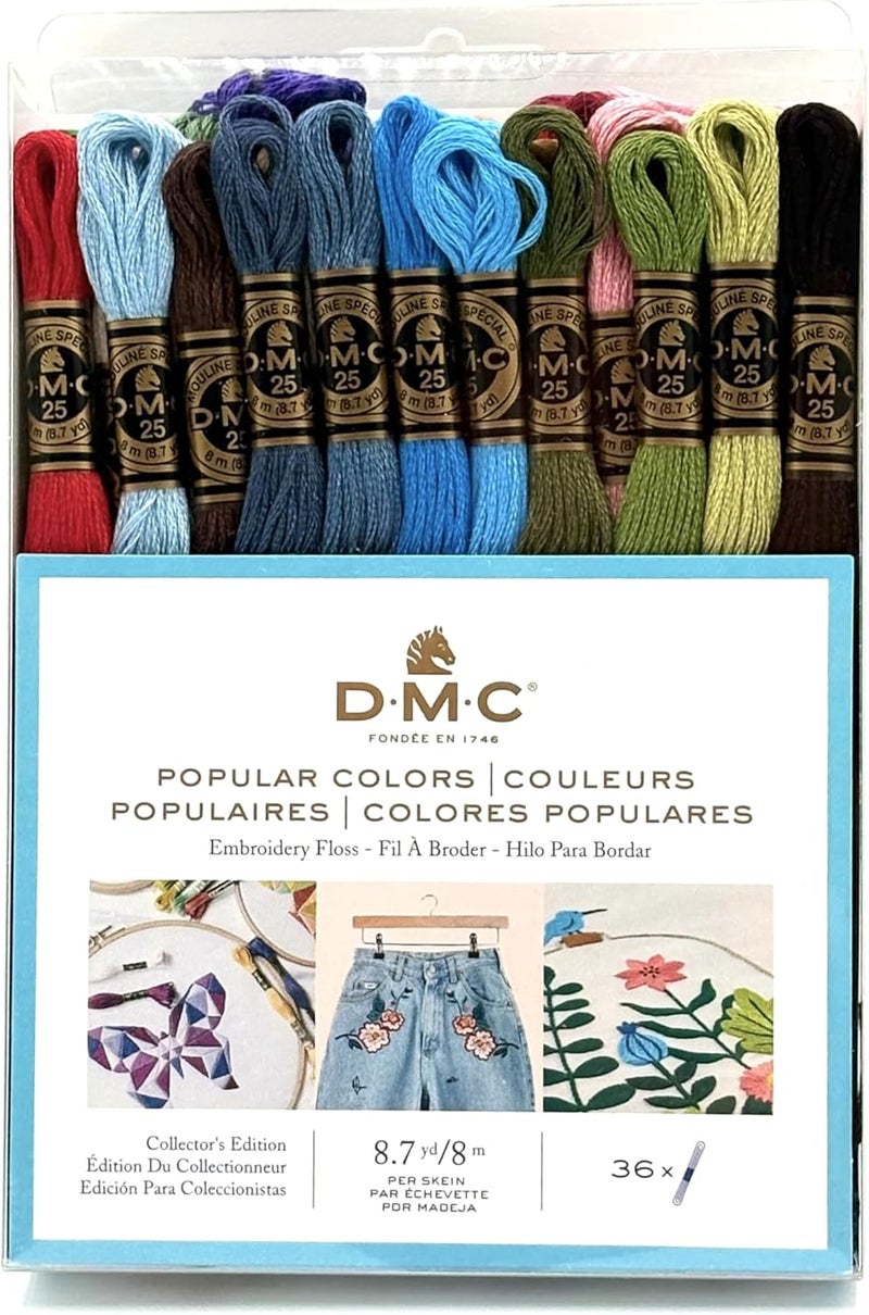 DMC 117F25-PC36 Embroidery Popular Colors Floss Pack, Colors may vary, 8.7-Yard, 36/Pack - Image 1