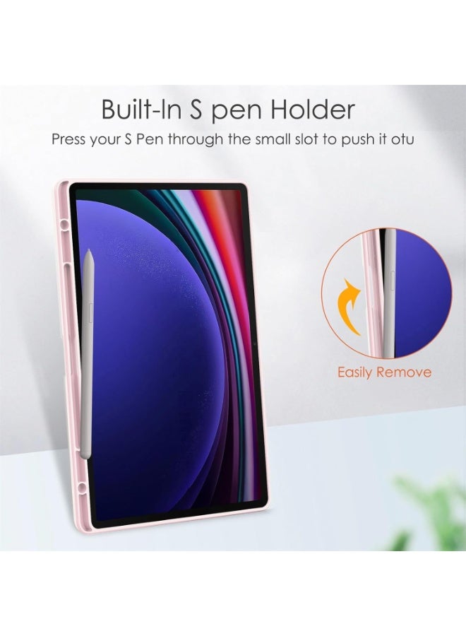 إيفو جراب هجين رفيع لجهاز سامسونج تاب اس 8 بلص 2022/اس7 اف اى 2021/اس7 بلص2020 مقاس 12.4 بوصة مع حامل قلم ، غطاء مقاوم للصدمات مع غطاء خلفي شفاف وواقي شاشة وخاصية الإيقاظ/السكون التلقائي (وردى ) - Image 3