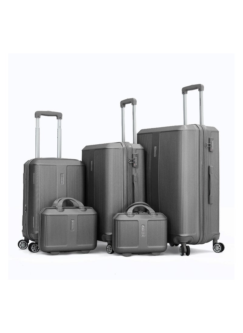 GIORDANO Giordano Hardside Luggage Trolley Bag 5 Pieces set,Grey (BC-12&14,S-20,M-24,L-28 Inch)  - Image 1