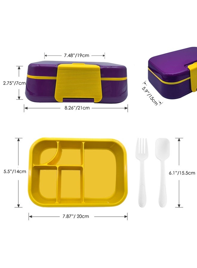 DB Innov. Lunch Box for Kid School, Bento Box with 5 Compartments, Leak-proof Food Container, Snack Box for Kids Adults Girls & Boys, Purple - Image 2