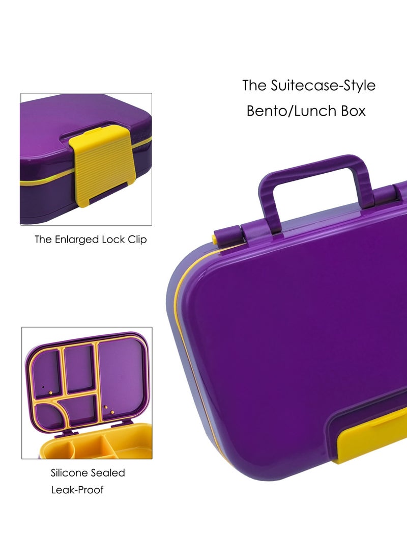DB Innov. Lunch Box for Kid School, Bento Box with 5 Compartments, Leak-proof Food Container, Snack Box for Kids Adults Girls & Boys, Purple - Image 3
