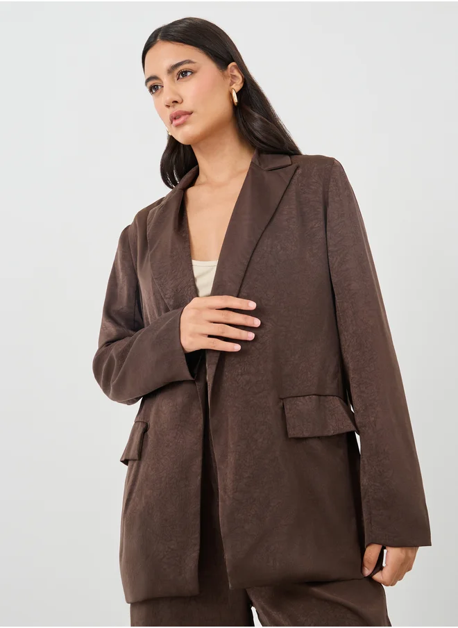 Styli Textured Regular Fit Blazer and Wide Leg Trousers Co-Ords