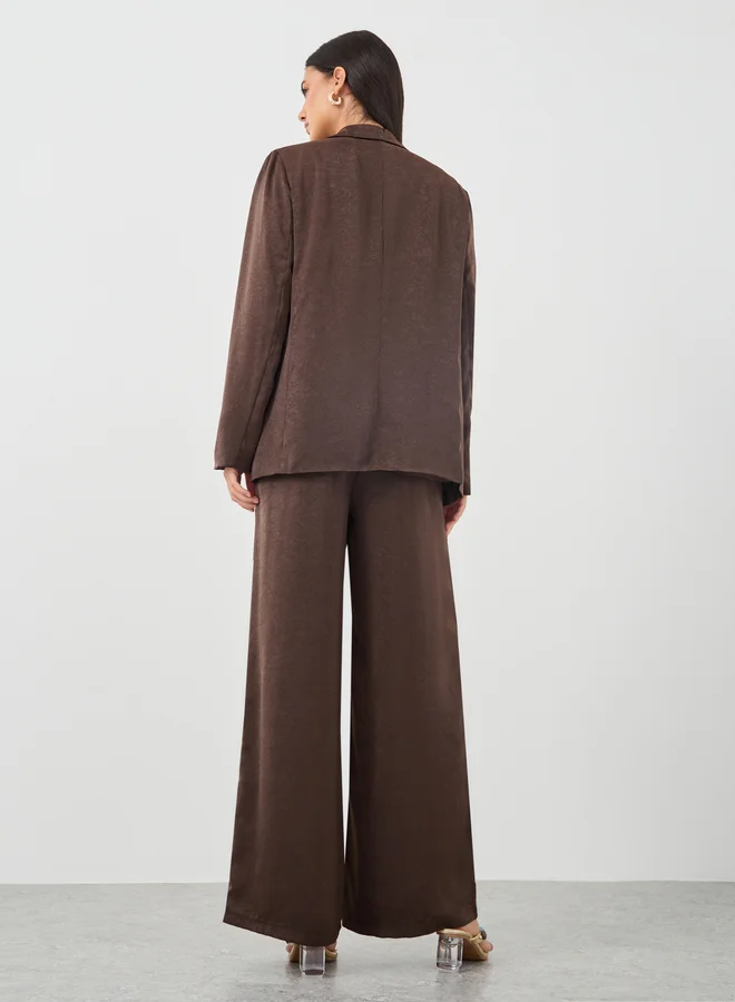 Styli Textured Regular Fit Blazer and Wide Leg Trousers Co-Ords