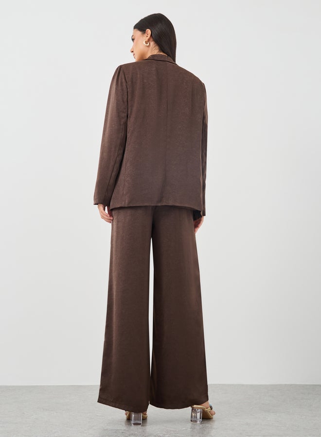 Styli Textured Regular Fit Blazer and Wide Leg Trousers Co-Ords  - Image 5