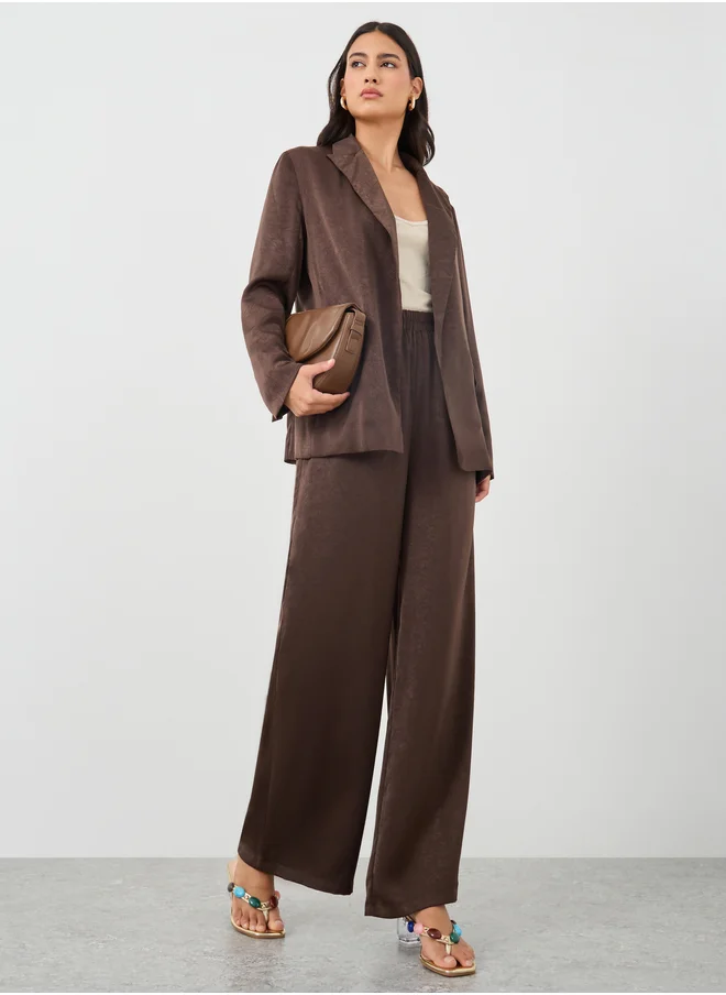Styli Textured Regular Fit Blazer and Wide Leg Trousers Co-Ords
