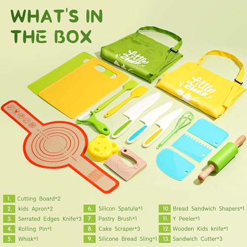 Yeeammk Montessori Kitchen Tools for Toddlers21PCS Kids Cooking Sets RealMontessori Cooking Set for Toddlers Kids Chef Set with Children Safe Knives Cutting Set - Image 5