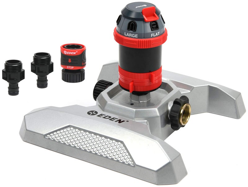 Eden 94122 Metal Adjustable 6Pattern Sprinkler Bundle Base Quick Connect Starter Set