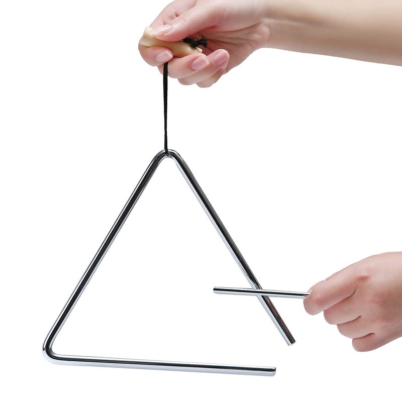 Mihey 8 Inch Musical Triangle Instrument, Steel Triangle Percussion Bell With Striker - Image 2