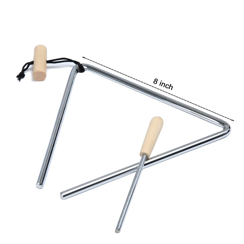 Mihey 8 Inch Musical Triangle Instrument, Steel Triangle Percussion Bell With Striker - Image 3