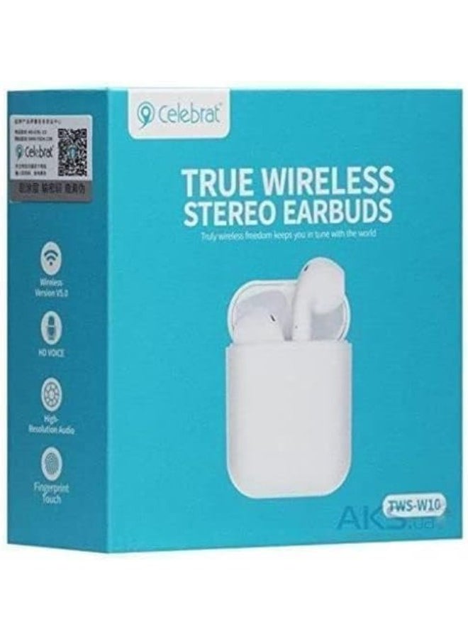 Celebrat - Celebrat TWS-W10 True Wireless Stereo Headset – White | Bluetooth 5.0 | High-Quality Sound - Image 1