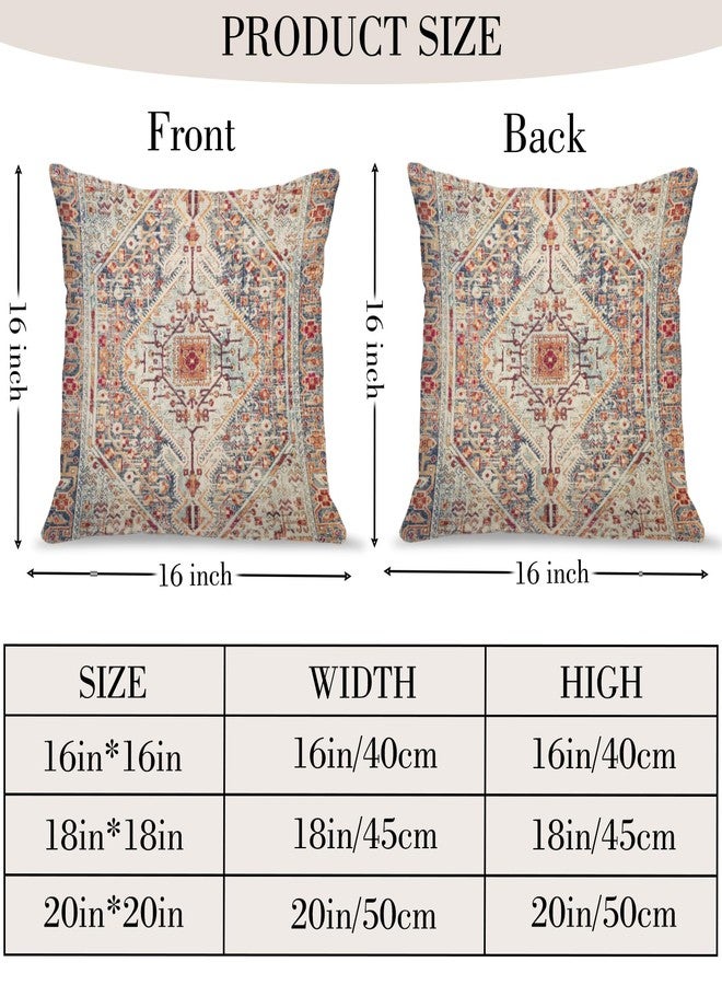 BUAEL Boho Throw Pillow Covers 16x16 inch Set of 2,Bohemian Vintage Carpet Pattern Antique Ethnic Decor Double Sided Pattern Cushion Cover Soft Pillow Case Living Sofa Room Bed Square Pillow Cover - Image 2