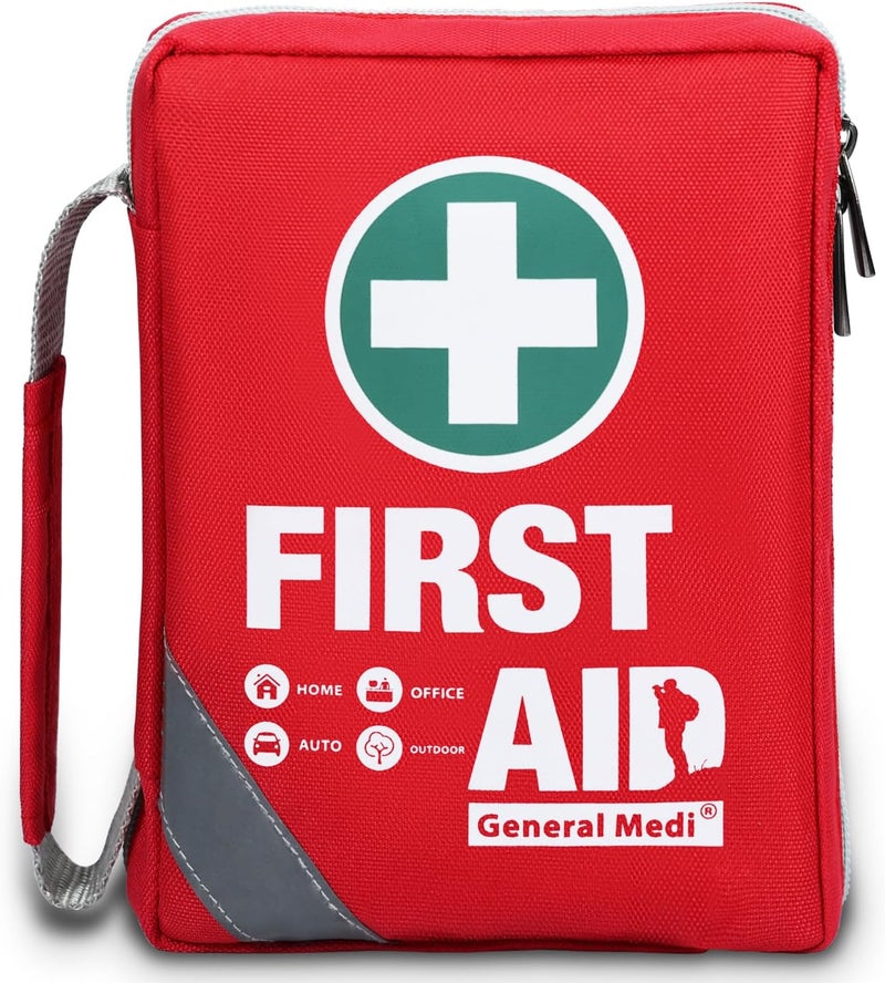 General Medi First Aid Kit - Small Compact First Aid Kit Bag(175 Piece) - Reflective Bag Design- Includes Instant Cold Pack, Emergency Blanket for Travel, Home, Office, Vehicle,Camping - Image 1