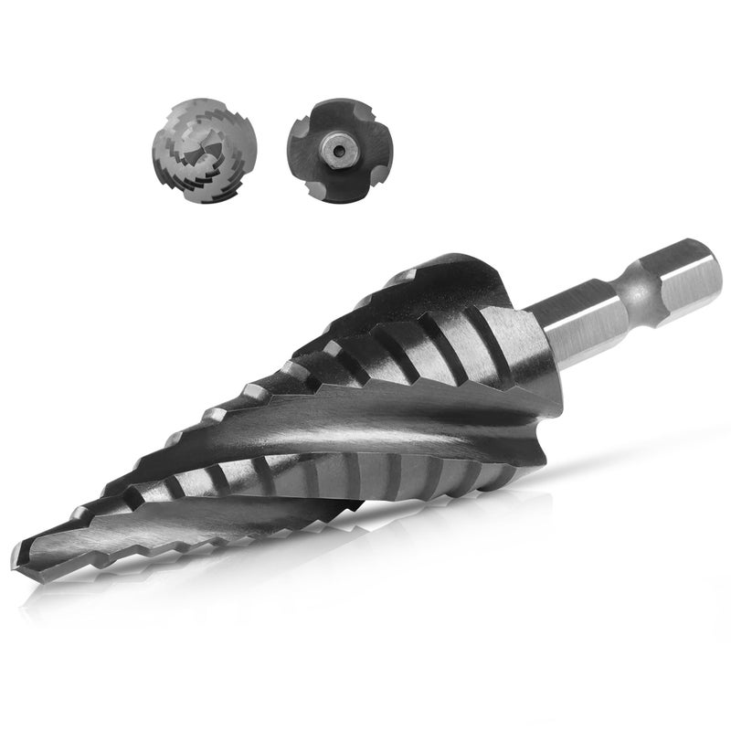 IRONANT Cobalt M35 Step Drill Bit 3/16"" To 7/8""  Tialn Coating 4 Spiral Flute Step Bit For Stainless Steel  Metal  Aluminum  Plastic - Image 1