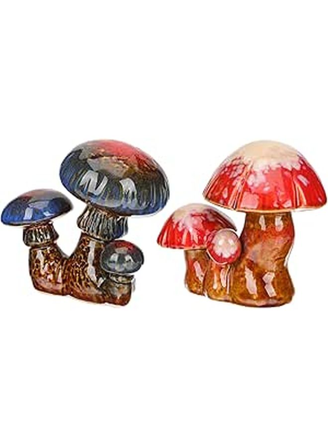 2 Ceramic Mushroom Lawn Statues Garden Decor Small Micro Mushroom Figurines for Outdoor Patio Yard Decoration Photography Props - Image 1