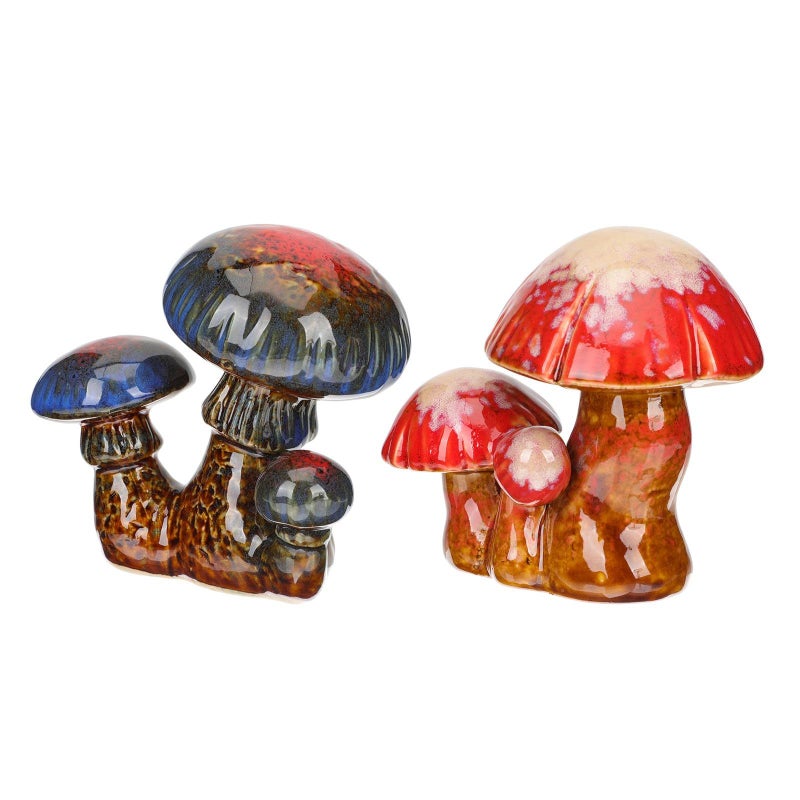 2 Ceramic Mushroom Lawn Statues Garden Decor Small Micro Mushroom Figurines for Outdoor Patio Yard Decoration Photography Props - Image 2