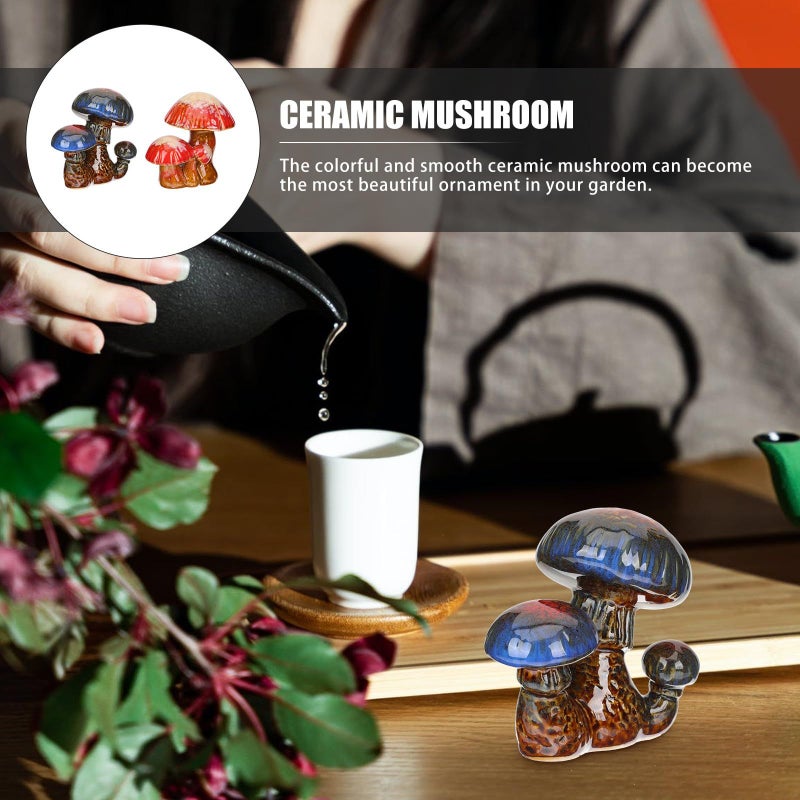 2 Ceramic Mushroom Lawn Statues Garden Decor Small Micro Mushroom Figurines for Outdoor Patio Yard Decoration Photography Props - Image 5