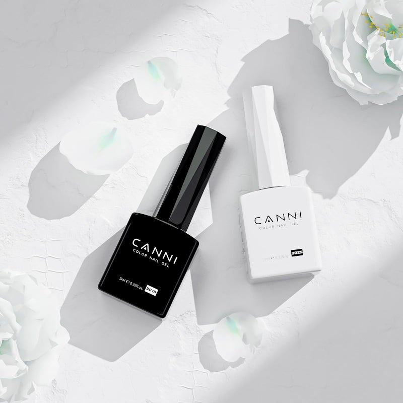 CANNI 2Pcs Hema-Free Black White Gel Nail Polish Set- Black and White Gel Polish Kit, Soak Off LED Nail Gel Manicure Kit DIY at Home Salon Gifts for Women Girls - Image 3