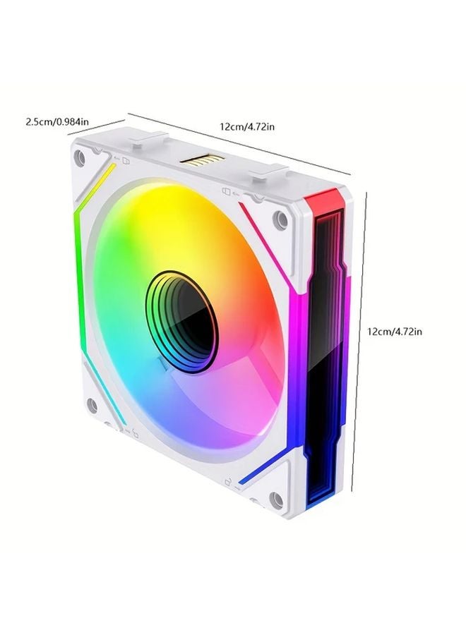 مروحة إل جي 120 3IN1 عكسية بيضاء RGB PWM 120 ملم عالية السرعة منخفضة الضوضاء تدفق هواء مزداج تبريد الكمبيوتر - Image 2