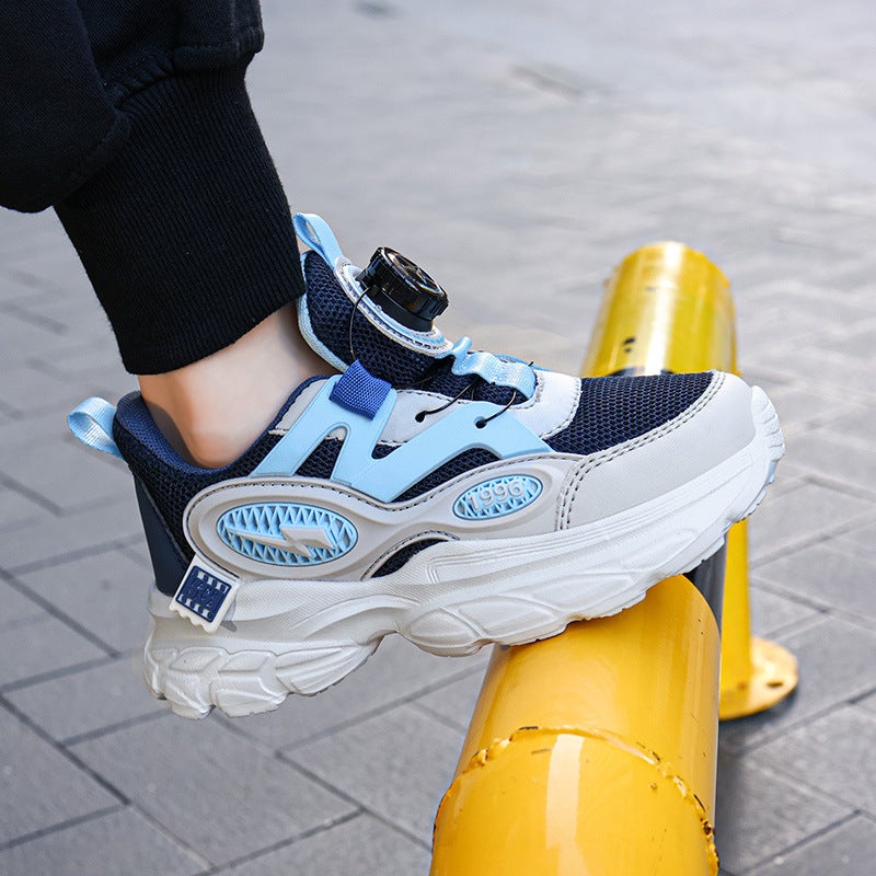 Boys' Shoes Spring 2026 New Model Mesh Breathable Casual Soft Sole Rotary Buckle Versatile Dad Shoes For Older Children And Students - Image 4