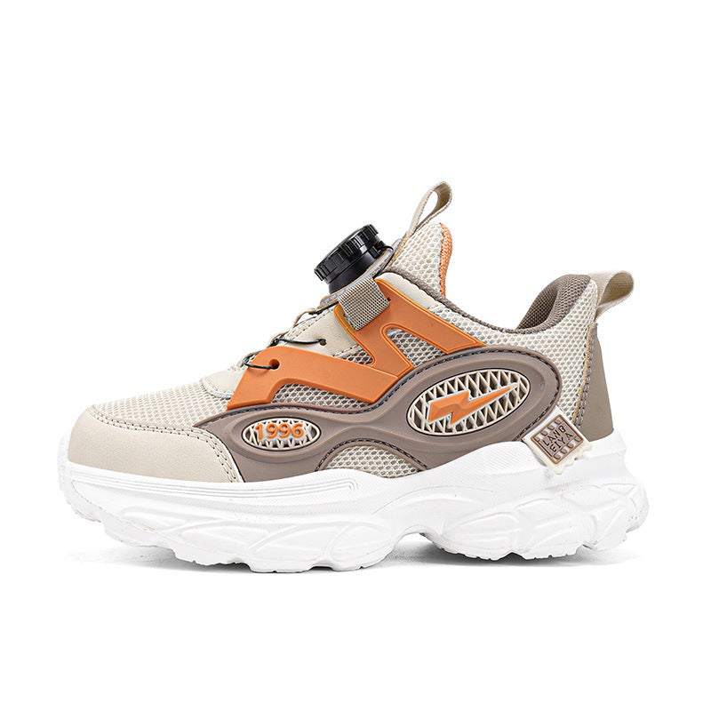 Boys' Shoes Spring 2026 New Model Mesh Breathable Casual Soft Sole Rotary Buckle Versatile Dad Shoes For Older Children And Students - Image 1