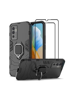 1 Plus 2 Case For Vivo S10E 5G Vivo V23E Vivo V23E 5G Kickstand Case With Tempered Glass Screen Protector 2 Pcs Hybrid Heavy Duty Armor Dual Layer Case Cover Vivo S10E 5G Black