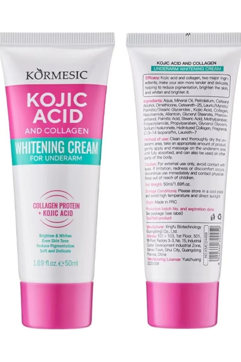 Kormesic Kojic Acid & Collagen Underarm Whitening Cream 50ML, Whiten & Brighten Reduce Pigmentation Brightening with Collagen Protein & Kojic Acid - Image 2