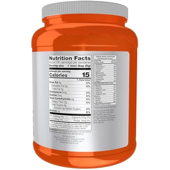 now Sports Nutrition, Sprouted Brown Rice Protein, 80% Protein, Unflavored Powder, 2-Pound - Image 2