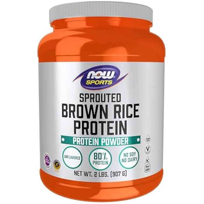 now Sports Nutrition, Sprouted Brown Rice Protein, 80% Protein, Unflavored Powder, 2-Pound - Image 1