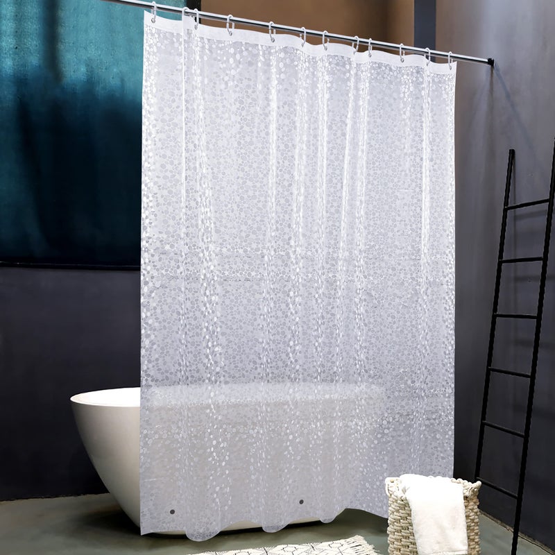 NTBAY EVA SemiTransparent Clear Shower Curtain with Pebbles WaterRepellent Liner with 3 Magnets for Bathroom 72x72 Inches