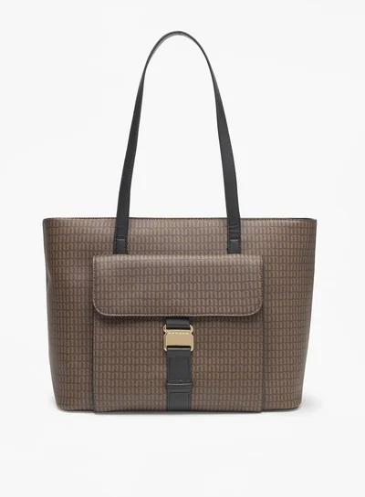 MISSY Missy All-Over Monogram Print Tote Bag with Double Handle and Zip Closure