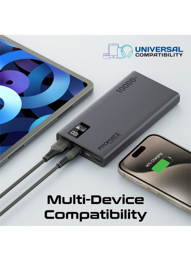 PROMATE 10000 mAh Ultra-Slim Power Bank With 20W USB-C Input/Output Port QC 3.0 Output Black & Dual Port Wall Charger 25W USB-C Power Delivery With 18W QC 3.0 USB-A Charging Port And 60W USB-C Transparent Connectors Cable 1.2M BlackBundle - Image 4