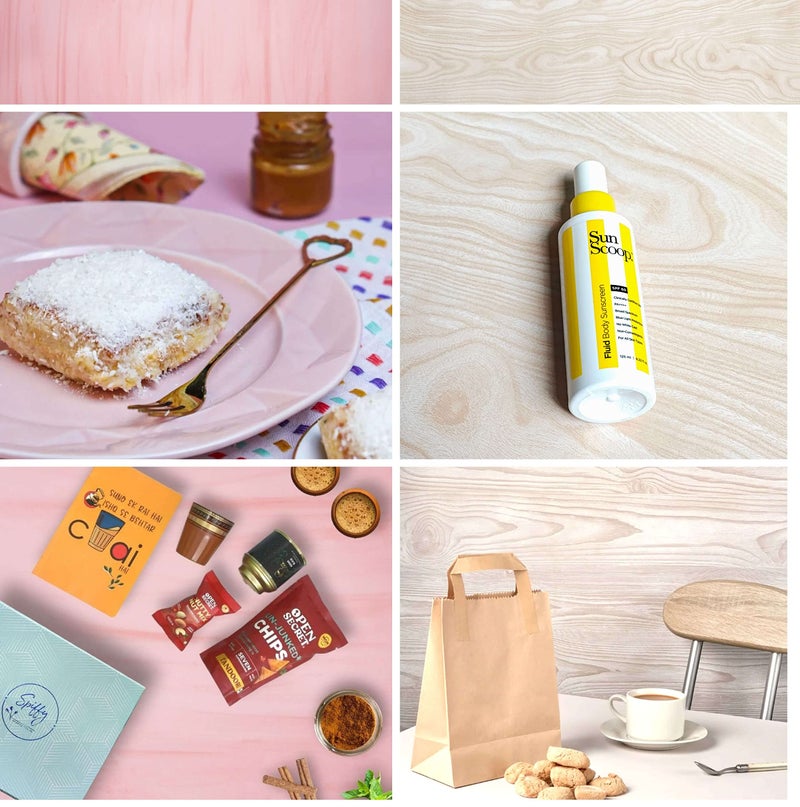 Print Master India Premium Flatlay Tabletop Photography Backdrop Background, Double Sided Waterproof Paper for Food, Small Product Professional Photo Shoot (56x90cm, Pack of 4) 8 Designs (March) - Image 3