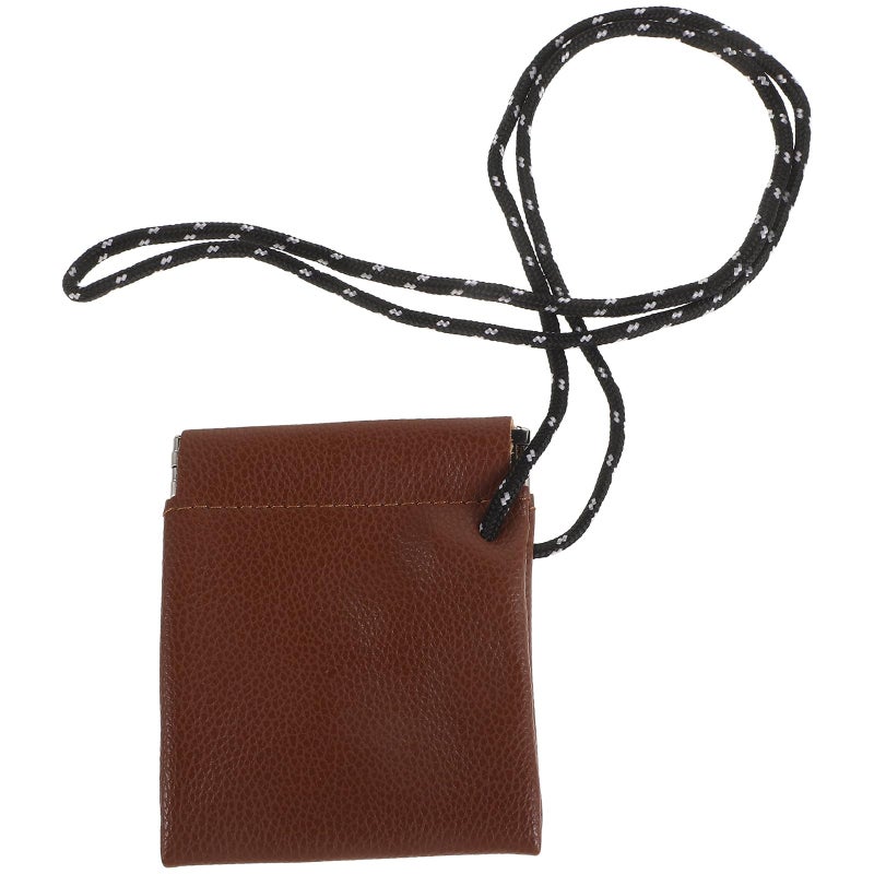 Brown Earphone Storage Neck Pouch with Lanyard Compact Portable Earbuds Carrying Case - Image 2