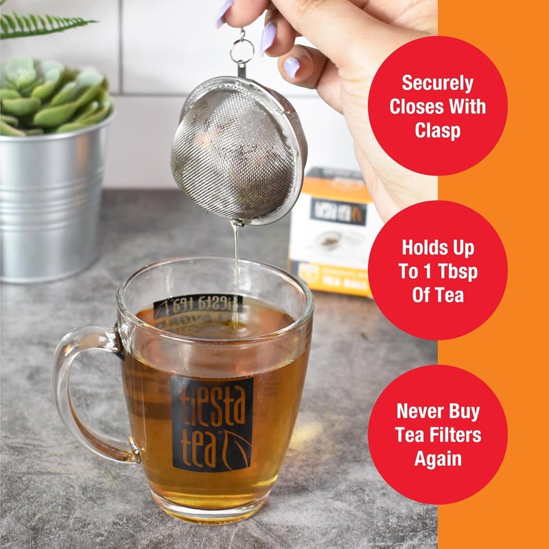 Tiesta Tea Small Stainless Steel Infuser Ball for Loose Leaf, Reusable Strainer with Extra Fine Mesh & Chain, Single Cup Steeper, Ideal for Hot & Iced Brewing, Holds 1 TBSP of Tea - Image 4