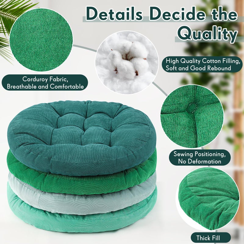 Jerify 4 Pcs Floor Pillow Cushions 22 x 22 Inch Round Square Large Meditation Floor Pillow for Classroom Adult Meditation Picnic Party Seating Learning Daycare School (Round,Gradual Green) - Image 5