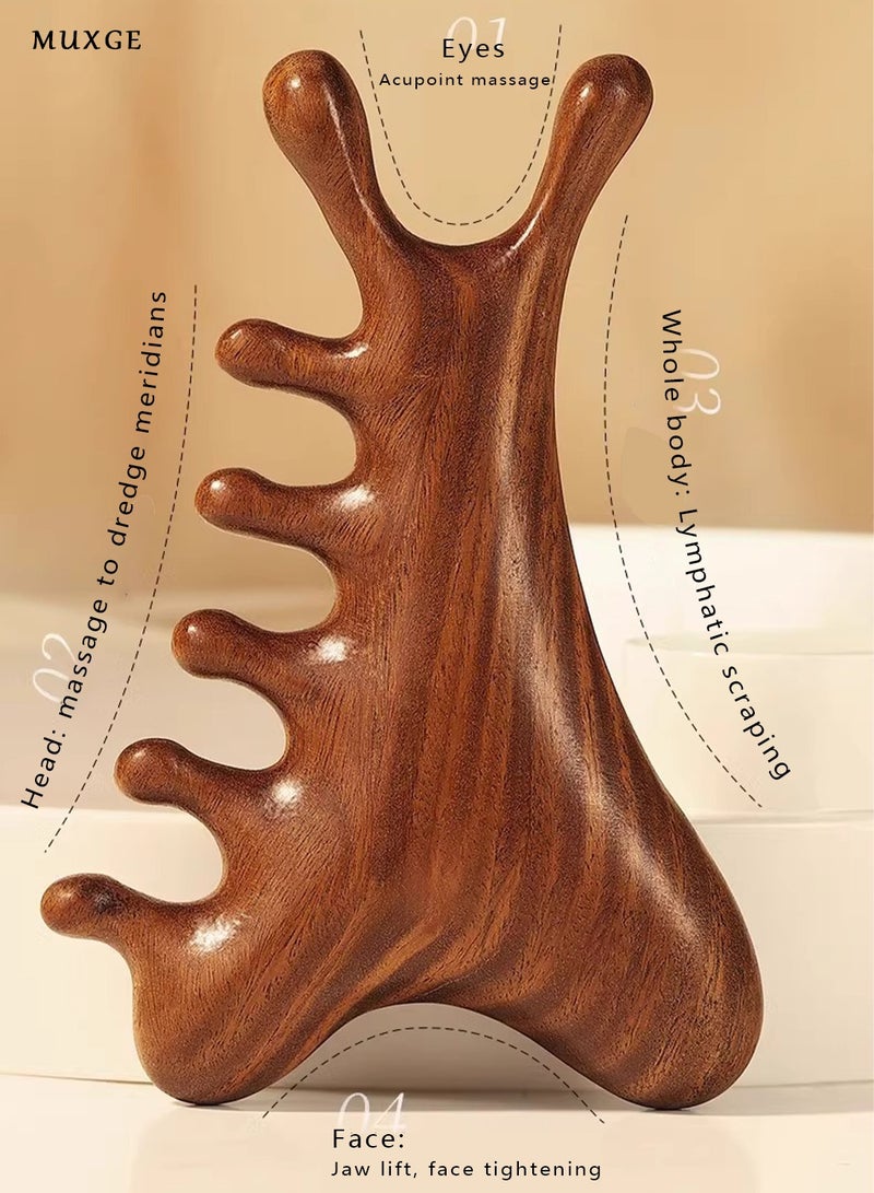 MUXGE 4-in-1 Sandalwood Massage Comb – Multifunctional Health Care Tool - Image 2