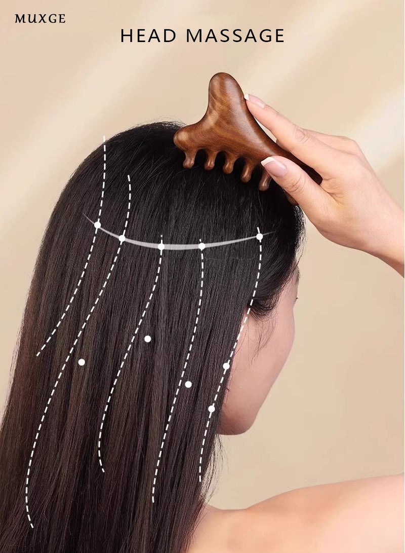 MUXGE 4-in-1 Sandalwood Massage Comb – Multifunctional Health Care Tool - Image 4