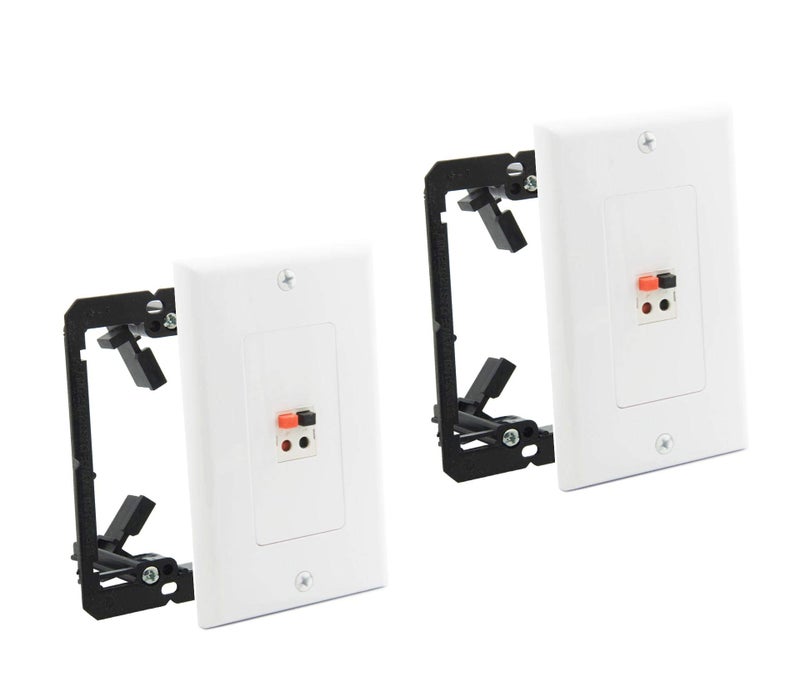 DIYTECH Premium 1 Speaker Wall Plate, Speaker Plug, Supports 1 Speaker Configurations, Speaker Port for Wall Speaker Wire, Speaker Wire in Wall, Wire Wall Plate - (2 Pack White w/Bracket) - Image 5