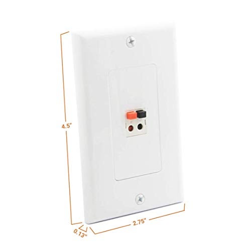 DIYTECH Premium 1 Speaker Wall Plate, Speaker Plug, Supports 1 Speaker Configurations, Speaker Port for Wall Speaker Wire, Speaker Wire in Wall, Wire Wall Plate - (2 Pack White w/Bracket) - Image 3