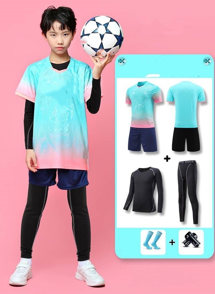 KUYING مجموعة ملابس رياضية ضيقة عالية المرونة للأطفال، بدلة تدريب سريعة الجفاف