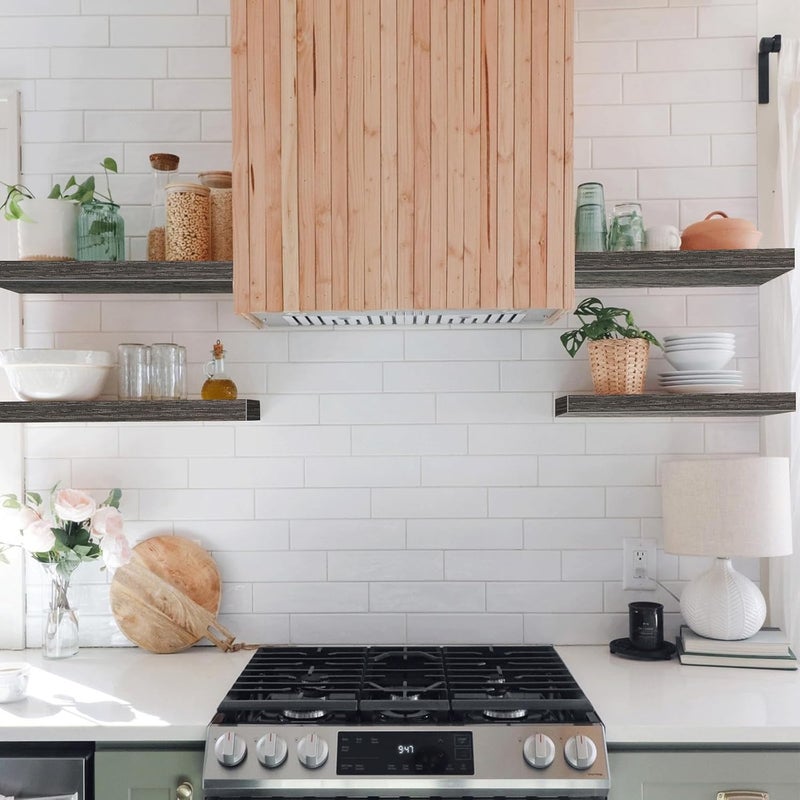 QEEIG Grey Floating Shelves Bathroom Shelf Bedroom Kitchen Rustic Small Book Shelf for Wall Set of 4 (015-GY4), FS015 - Image 5